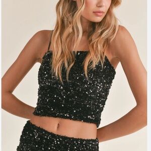 Sadie & Sage Illuminate Sequined Crop Top